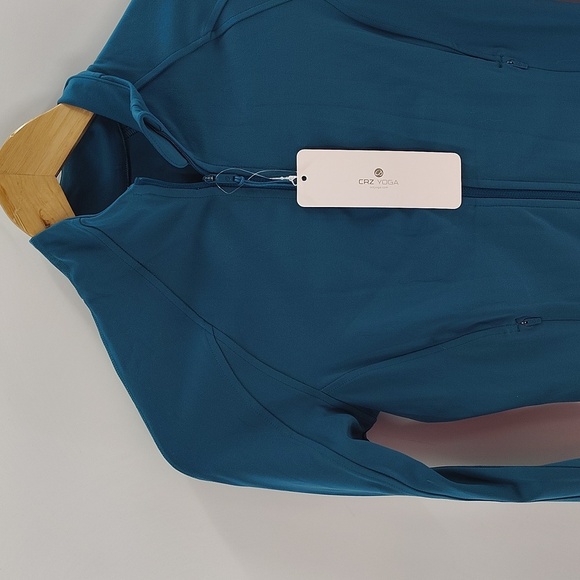 CRZ YOGA Zip Up Cropped Jacket Green Jade Size Small NWT Long Sleeve - Picture 2 of 9